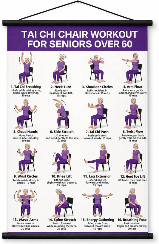 Chair Tai Chi Workout Chart — 16 × 24 Inches