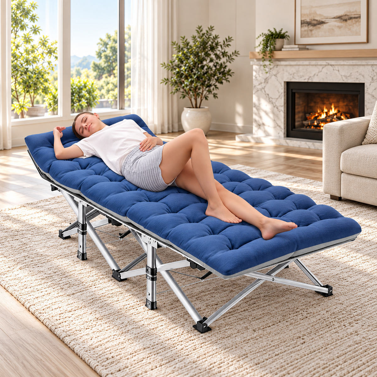 XXL Folding Camping Cot with 3.3" Mattress – Extra-Wide Portable Bed for Camping, Travel & Guests
