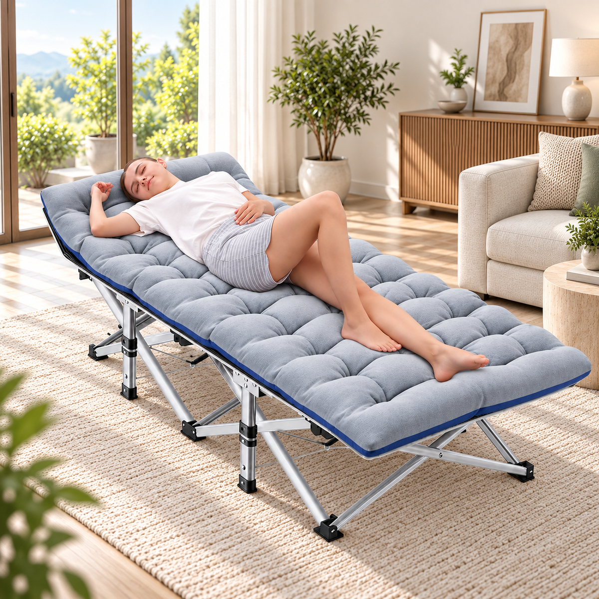 XXL Folding Camping Cot with 3.3" Mattress – Extra-Wide Portable Bed for Camping, Travel & Guests